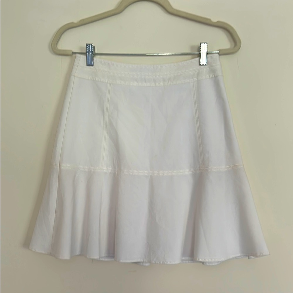 White House Black Market Cream Mini Skater Skirt